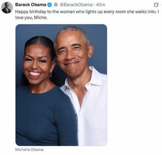 Barack Obama celebrates Michelle Obama's 62nd birthday