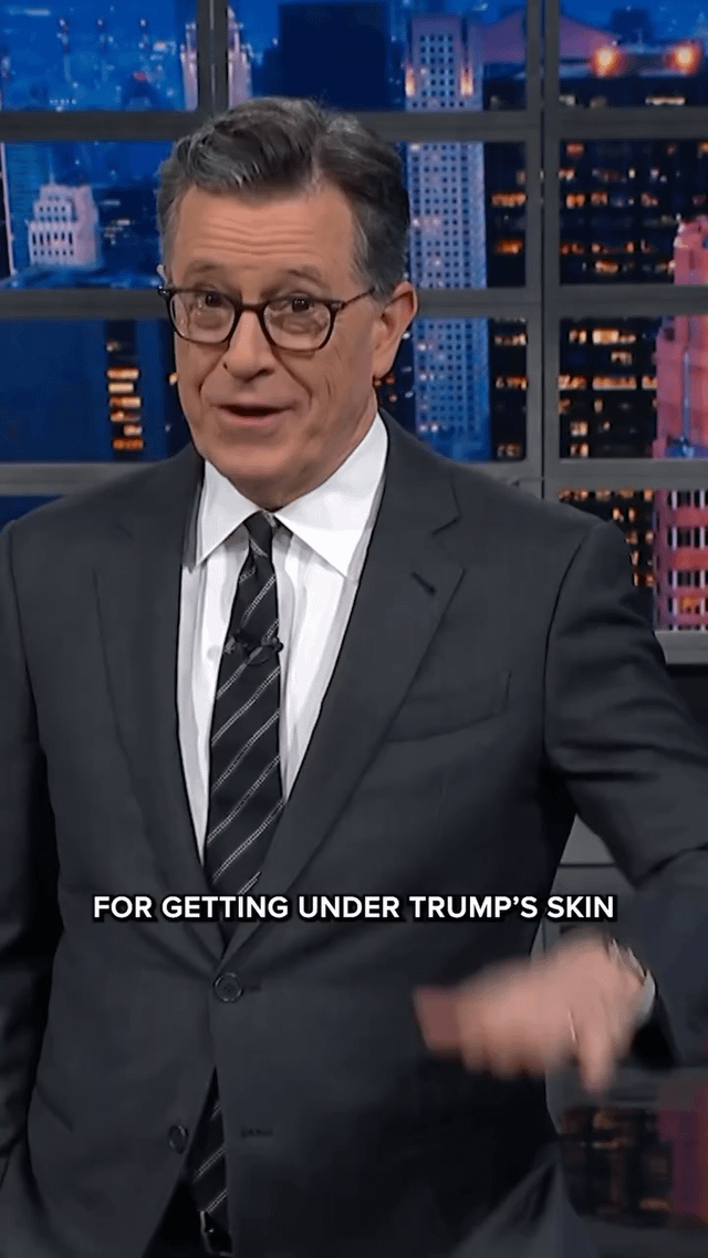 Stephen Colbert defends Ford worker who lambasted Trump: “Which reminds me, where are the Epstein Files? You signed a law mandating you’d have to release the Epstein Files by the middle of last month, but you still haven’t. It kind of makes you seem like a — what’s the phrase — pedophile protector!”